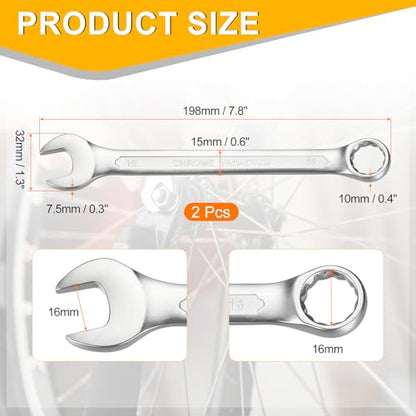 HARFINGTON 2Pcs Metric Combination Wrench 16mm Open End & 15-Degree Offset - size: 16mm