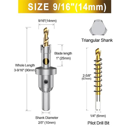 2Pcs 9/16 Inch TCT Carbide Hole Saw Set for Hard Metal - size: 14mm | 9/16''-2 Pack