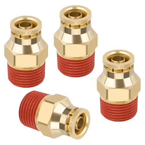 DOT Approved Male Straight Brass Union 3/8" Tube x 3/8" NPT, 4PCS - size: 3/8" OD x 3/8" NPT