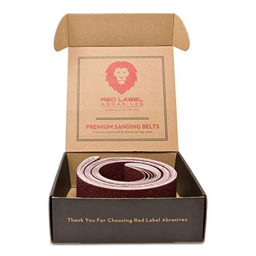 Red Label Abrasives 2 X 72 Inch 800 Grit Flexible Aluminum Oxide Ultra Fine Sanding Belts, 6 Pack