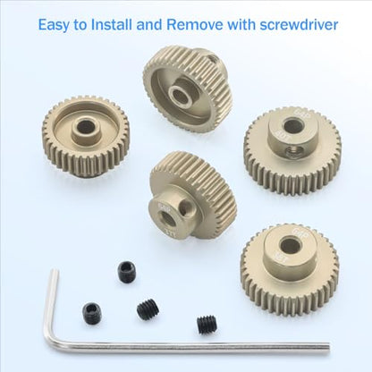 Surpass Hobby 64DP Pinion Gear 3.175mm 36T 37T 38T 39T 40T Motor Gears for 1/10 RC Car Brushed Brushless Motor Parts - size: 36T 37T 38T 39T 40T