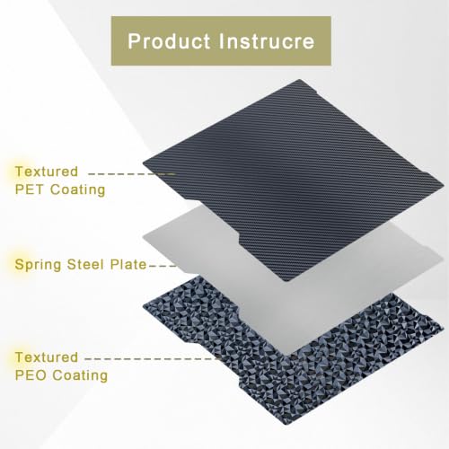335 x 346.5 mm PEO+PET Build Plate for Bambu Lab H2C/A2L, Dual-Sided Diamond & Carbon Fiber Pattern, Flexible Magnetic Spring Steel - color: PEO & PET (Diamond & Carbon Fiber), size: H2C/A2L