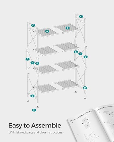 SONGMICS 4-Tier Steel Storage Rack, Shelving Unit with X Side Frames - color: Black, size: 4 Tiers (23.6"W)