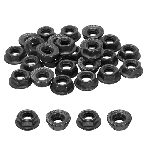 100Pcs Serrated Flange Hex Nuts 1/4"-20-UNC 304 Stainless Steel - color: Black, size: 1/4"-20