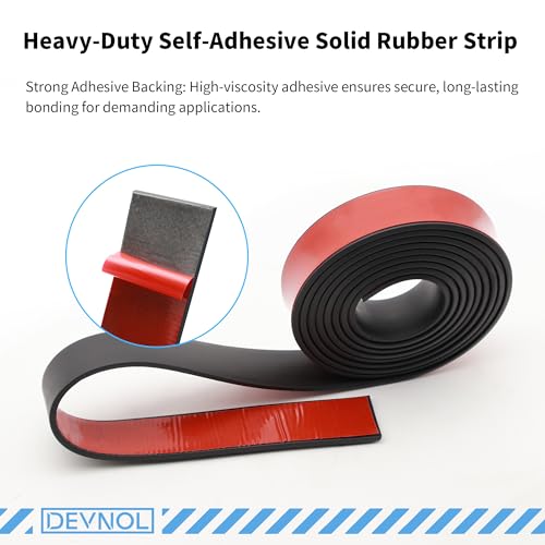 DEVNOL Self-Adhesive Neoprene Rubber Strips 1/16" Thick x 1” Wide x 12' Long, Sealing, Cushioning, Weather Stripping, Gaskets, and DIY Projects, Weatherproof - color: red adhesive backing, size: 1/16" x 1" x 12'