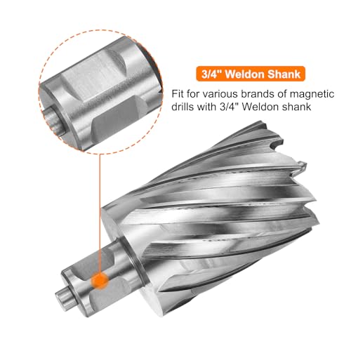 HARFINGTON Annular Cutter 1-3/4" Cutting Diameter Shank 3/4" with 2" Depth of Locating Pin M2 High-Speed Steel Drill Bit Annular Cutter for Standard Magnetic Drills Machine Tools Mills - size: 1-3/4 inch * 2 inch