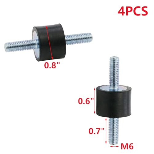 MY MIRONEY 4PCS 20 x 15mm Rubber Isolator Mounts with M6 x 18mm Studs - size: M6 x 18mm;20 x 15mm (Double Studs)