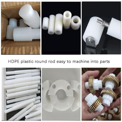 2 Pcs HDPE High Density Polyethylene Round Rod,1"x 13" Plastic Round Rod for Mechanical Processing of Various Parts and DIY Projects(White) - size: 1"x 13"