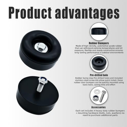 Trailer Ramp Door Rubber Bumpers 2.5" Round Rubber Bump Stops 4-Pack