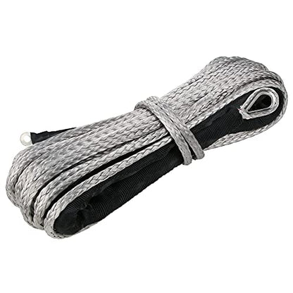1/4" Synthetic Winch Rope 50 ft 10,000 lb UHMWPE Winch Cable Replacement Kit with Protective Sleeve, Thimble, Compatible with ATV UTV Truck Winches, Gray - color: Gray, size: 1/4 In x 50 Ft Standard