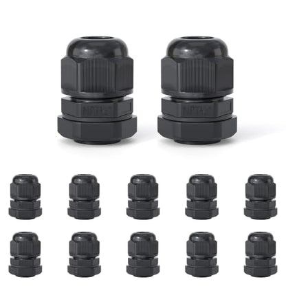 12 Pcs 1/2" NPT Cable Glands, IP68 Waterproof Nylon PA66 - size: 1/2 NPT 12PCS