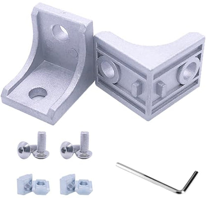20Sets 1010 Series Aluminum Extrusion Connectors,20 pcs 1010 Corner Brackets,with 40 pcs Sliding T Nuts and Screws for 1010 Aluminum Extrusion Profile Accessories - style: 20 Sets Silver 25S Bracket