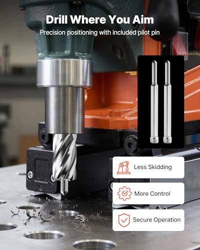 VEVOR Annular Cutter Set, 5 pcs Weldon Shank Mag Drill Bits Kit, 1" Cutting Depth, 5/8" Cutting Diameter, HSS, 3 Drill Bits with 2 Pilot Pins and 3 Plastic Cases, for Magnetic Drills, Steel, Aluminum - size: (5/8" * 1")