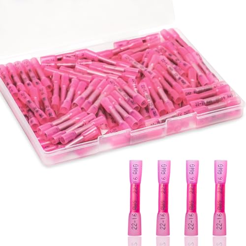 120PCS Heat Shrink Butt Connectors, 22-16 AWG Red Wire Terminals - size: 22-16 AWG (120 pcs)