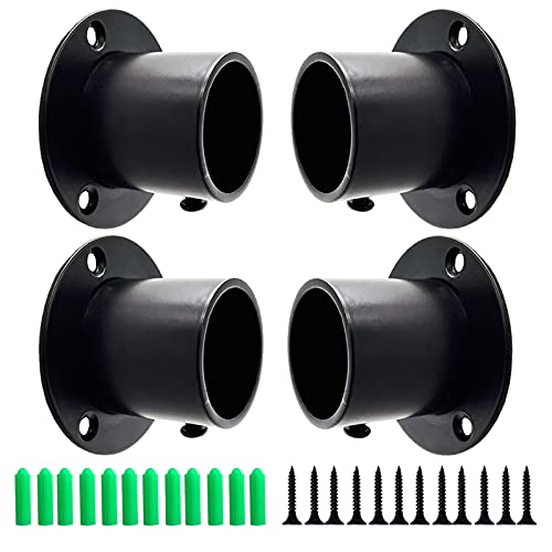 Stainless Steel Closet Rod Brackets 4 Pack — Holds 1-1/4" Pole, Heavy Duty for Curtain Rods, Kitchen & Home Closet Organization (High Flange) - color: High flange