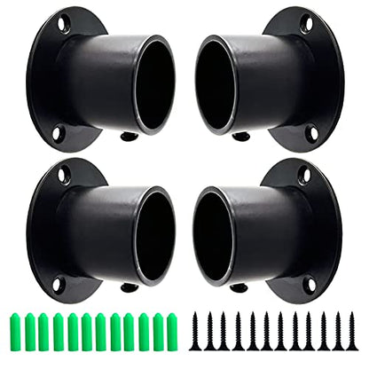 Stainless Steel Closet Rod Brackets 4 Pack — Holds 1-1/4" Pole, Heavy Duty for Curtain Rods, Kitchen & Home Closet Organization (High Flange) - color: High flange