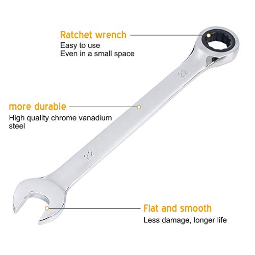 SaferCCTV Wrench Metric 21mm 22mm 24mm Ratcheting Wrench Set,Reversible Ratcheting Combination Wrench,Open Ended Ratchet - size: 21mm 22mm 24mm
