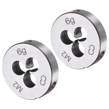 uxcell 2pcs Round Threading Die M2 x 0.4 Metric Thread Right Hand Screw Cutting Fixed Dies, Alloy Tool Steel Tapping Repair Tool - size: M2 x 0.4