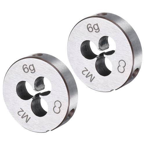 uxcell 2pcs Round Threading Die M2 x 0.4 Metric Thread Right Hand Screw Cutting Fixed Dies, Alloy Tool Steel Tapping Repair Tool - size: M2 x 0.4