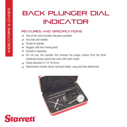 Starrett Universal Dial Test Indicator Set, 200" Range, .001" Grad