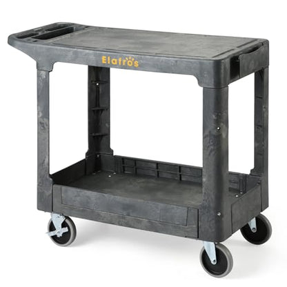 ELAFROS Heavy Duty Plastic Rolling Cart, Flat Shelves, 37 x 18.8 in, Gray - color: Gray, size: 4 swivel casters