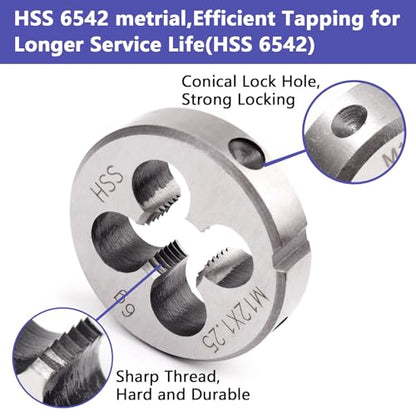 ATOPLEE HSS 6542 M12 X 1.25 Tap and Die Set, Right Hand Machine Thread Tap Die Set (M12 X 1.25) - size: M12 X 1.25