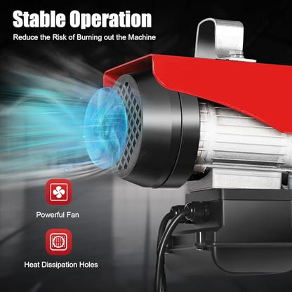 Electric Hoist, 200kg/440lbs Electric Winch, Steel Electric Lift, 110V Electric Hoist with Remote Control and Single/Double Slings for Lifting in Factories, Warehouses, Construction Site - size: 200kg/440lbs