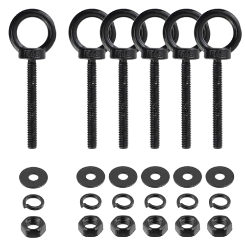 Antrader Lifting Shoulder Eye Bolts,M6 x 50mm,Stainless Steel,Black,6 Sets - size: M6 x 50mm