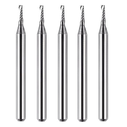 SpeTool 5PCS Carbide Spiral O Flute End Mill with 1/16 Inch Cutting Diameter 1/8 Inch Shank 3/16" Cutting Length,Single Flute CNC Router Bit for Acrylic PVC Wood Cutter - size: 1/16"Dia-3/16" CL-1/8" Shank