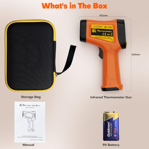 Infrared Thermometer Temperature Gun 2732°F 50:1 Dual - color: -58°F to 2732°F ，Dual-Laser