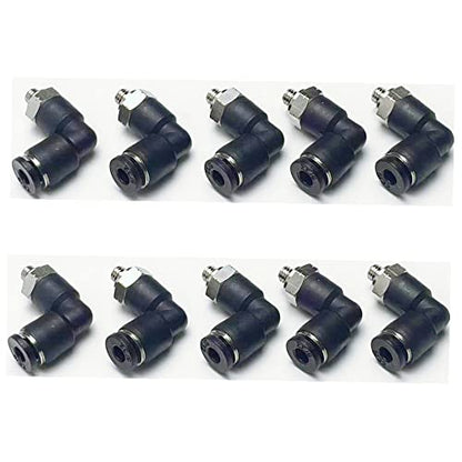 Pneumatic Male Elbow 5/32 Inch OD Tube x 10-32 UNF Push to Connect Fittings PL5/32-U10(Pack of 10) - color: Black, size: 5/32" OD x UNF 10-32
