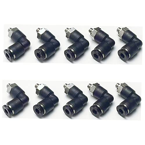 Pneumatic Male Elbow 5/32 Inch OD Tube x 10-32 UNF Push to Connect Fittings PL5/32-U10(Pack of 10) - color: Black, size: 5/32" OD x UNF 10-32