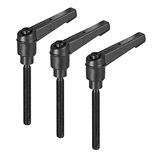 uxcell M6 x 50mm Handle Adjustable Clamping Lever Thread Push Button Ratchet Male Threaded Stud Knobs Locking Rotating Screw Handles Quick Release Bolt Black 3pcs - size: M6x50mm