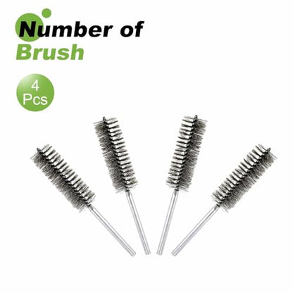 HARFINGTON 4pcs Wire Bore Brush 8 x 1-1/4" 5/16 Inch Shank Stainless Steel Bristles Cleaning Brush for Clean Car Part Tube Kitchen Garage - size: 8 x 1-1/4"