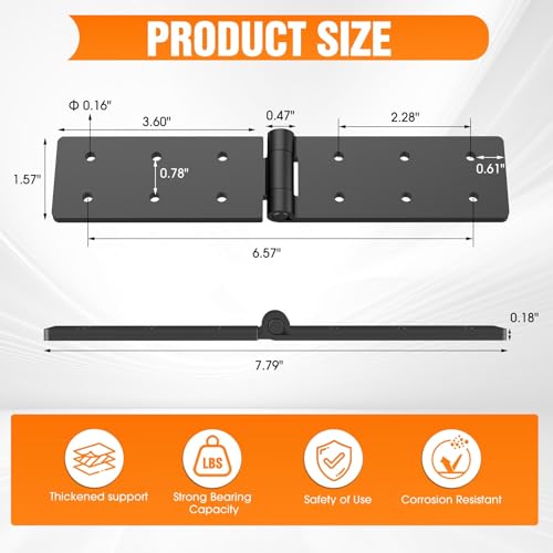 Heavy Duty Hinges 270 Degree Folding Gate Hinge Outdoor Doors Black 2PCS - size: Black-2pcs