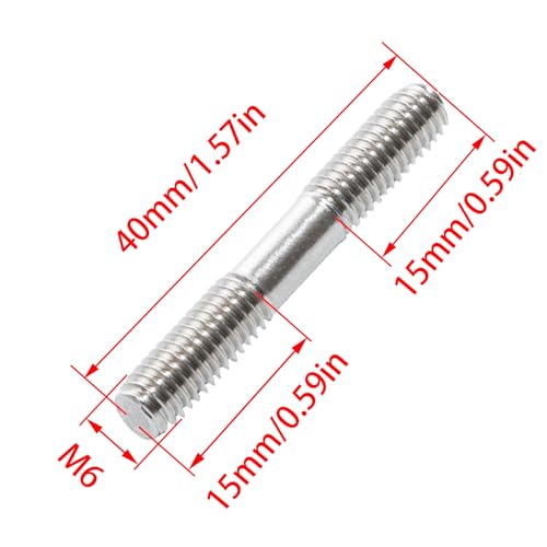 5Pcs Double Ended Stud Screws, Stainless Steel Threaded Studs for Strong Connections(M6x40mm) - size: M6x40mm
