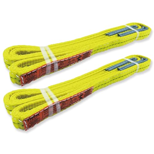 2-Ply Lifting Sling Straps 1”x 8ft - 3100lbs Vertical Capacity Heavy Duty Flat Eye Lift Sling, for Rigging Moving Towing Hoisting -2Pack - Kodiak Straps - color: 2 PACK, size: 1inch x 8ft