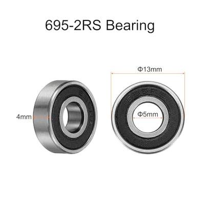 uxcell 10pcs 695-2RS Bearing 5x13x4mm, Chrome Steel Double Rubber Seals Miniature Bearing, Lubricated Deep Groove Ball Bearings, P6 (ABEC 3) - size: 695-2RS
