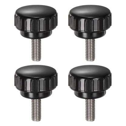 uxcell 4pcs Knurled Clamping Knobs M6 x 16mm Metric 304 Stainless Steel Male Thread Thumb Screw on Type 25mm Plastic Round Head Threaded Hand Bolt Stud Knobs Black - size: M6 x 16mm x 25mm