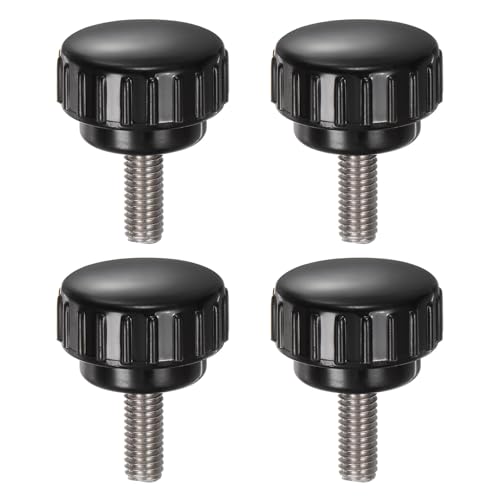 uxcell 4pcs Knurled Clamping Knobs M6 x 16mm Metric 304 Stainless Steel Male Thread Thumb Screw on Type 25mm Plastic Round Head Threaded Hand Bolt Stud Knobs Black - size: M6 x 16mm x 25mm