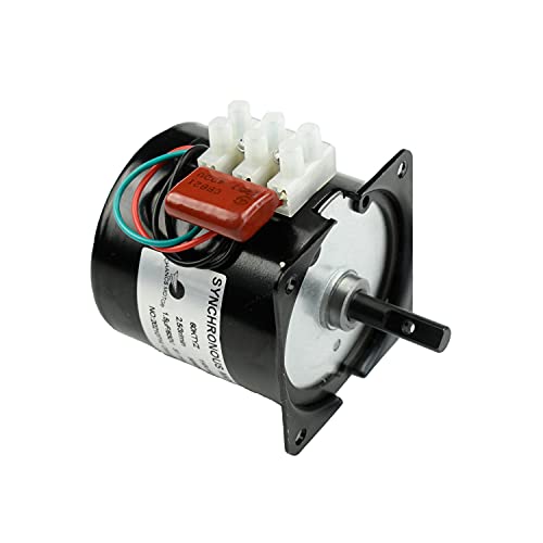 Permanent Magnet Synchronous Gear Motor Large Torque Small Motor 60KTYZ 110V 2.5-3RPM CW/CCW Torque 80Kgf.cm with Fixed Bracket and Switch Plug Extension - size: 2.5-3r/min+ Bracket+Power cable