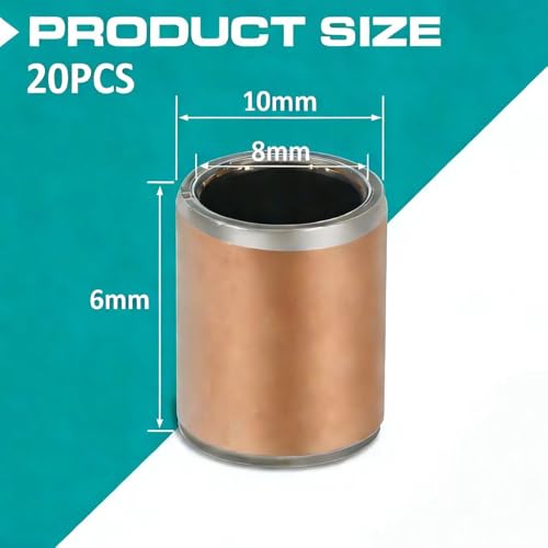 20PCS Sleeve Bearings 8mm Borex10mm ODx6mm Length, Oilless Self-Lubricating Bronze Bushings, High Load Capacity Plain Bearings for Machinery, Automotive, Fitness Equipment & Industrial Use - size: 8*10*6 MM