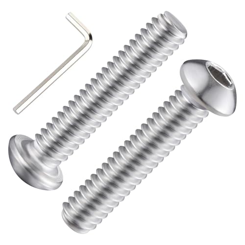 Wensilon (50Pcs) 1/4-20 * 1-3/4 Button Head Socket Cap Bolts Screws, 304 Stainless Steel, Allen Hex Drive, Bright Finish, Fully Machine Thread - color: Silver, size: B 1/4-20*1-3/4