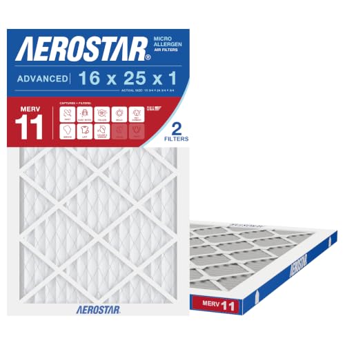 Aerostar Air Filter 16x25x1 MERV 8 AC Filter, Furnace Filter, 12 Pack