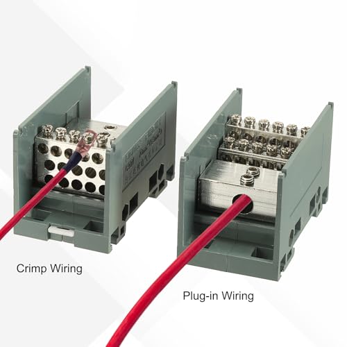 MECCANIXITY 1 in 4 Out Rail Terminal Blocks, 690V 150A Connectors Power Distribution Block Crimp Wiring Splitter with Flame-Retardant Housing for Power Distribution Cabinets 12-6AWG Gauge - size: 12-6AWG, style: 1 in 4 Out