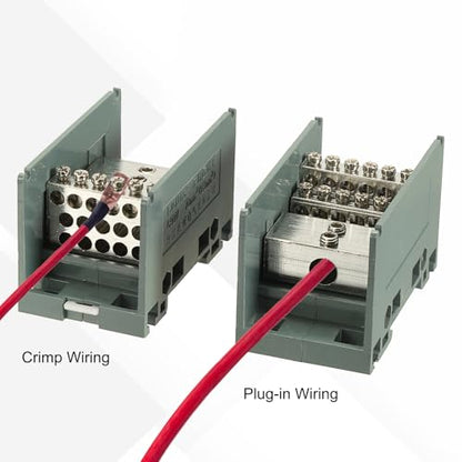 MECCANIXITY 1 in 4 Out Rail Terminal Blocks, 690V 150A Connectors Power Distribution Block Crimp Wiring Splitter with Flame-Retardant Housing for Power Distribution Cabinets 12-6AWG Gauge - size: 12-6AWG, style: 1 in 4 Out