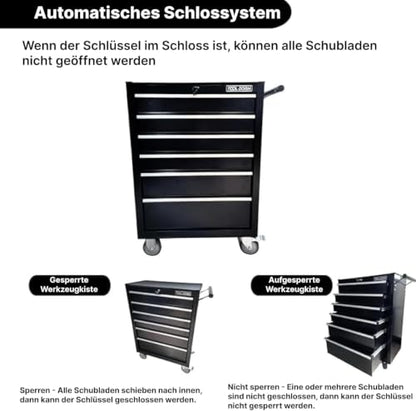 6-Drawer Toolbox with Wheels Rolling Toolbox - color: Black-6