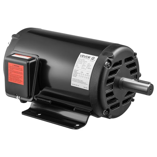 VEVOR 10 HP Electric Motor, 1770RPM Air Compressor Motor, CW/CCW Rotation, 1.375 inch Shaft Diameter, 3.88inch Shaft Length, 40N.m Torque, Three-Phase, 230V/460V, ODP Cooling, 215T Frame - size: 10P-215T-3.88inch Shaft Length