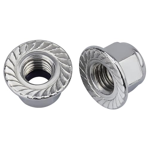 M3-0.5 (50 Pack) Hex Flange Locknuts, Serrated Flange Washer, Stainless Steel 304 (18/8) - size: M3-0.5