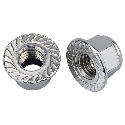 M3-0.5 (50 Pack) Hex Flange Locknuts, Serrated Flange Washer, Stainless Steel 304 (18/8) - size: M3-0.5